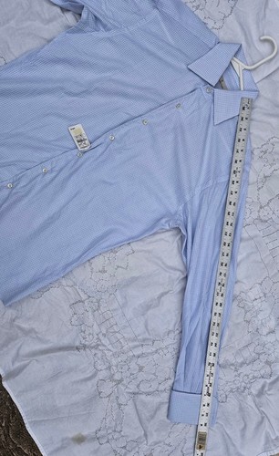 Camisa de vestir para hombre ERMENEGILDO ZEGNA gris blanco a cuadros todas las estaciones 37 14 1/2 nueva sin orden mundial - Imagen 10 de 10