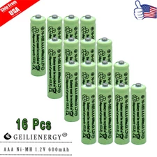 16pcs NI-MH Battery 1.2V AAA 3A 600mAh Ni-MH Rechargeable Batteries Green USA