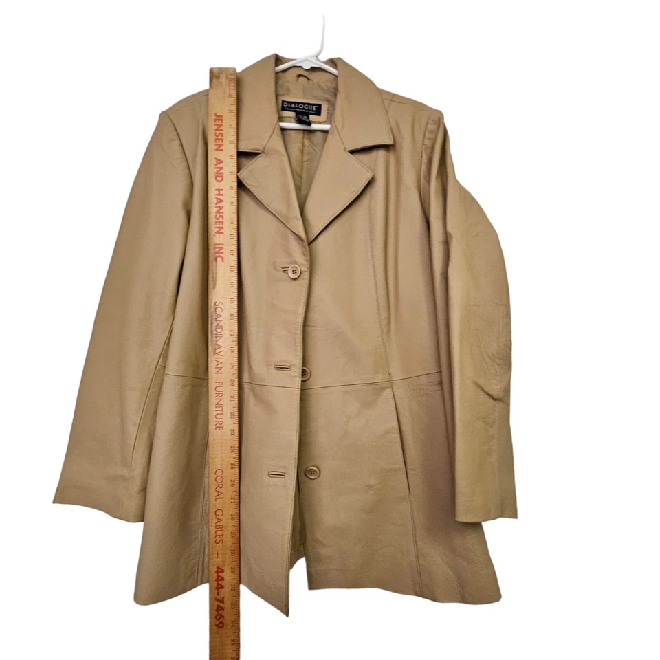 Dialogue Tan Brown Button Front Leather Jacket with Shoulder Pads Size 1X - Image 2 of 4