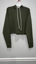 Women s Cropped Long Sleeve Hoodie Wild Fable Olive size XS