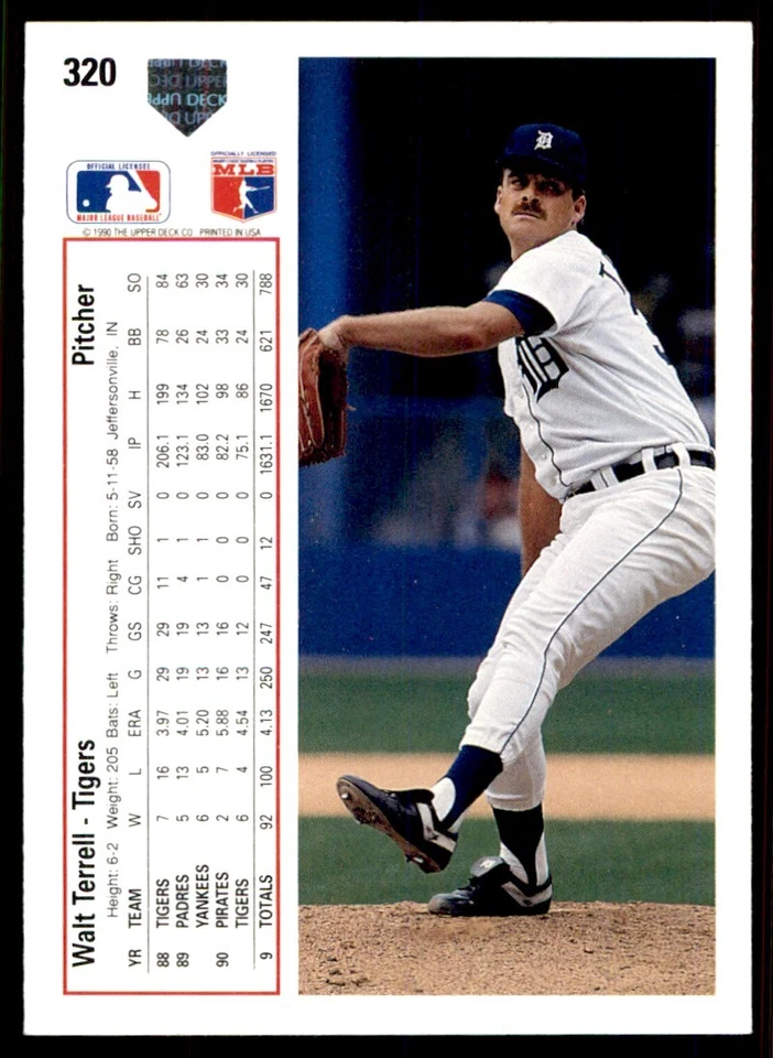 1991 Upper Deck Walt Terrell Detroit Tigers #320 - Image 2 of 2