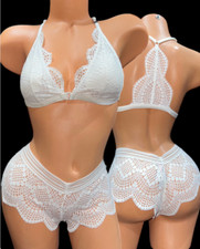 Victorias Secret Dream Angels Set Lace Bralette Bra  Shortie Panty Medium White