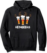 Reinbeers Funny Reindeer Beer Christmas Drinking Xmas Unisex Hooded Sweatshirt