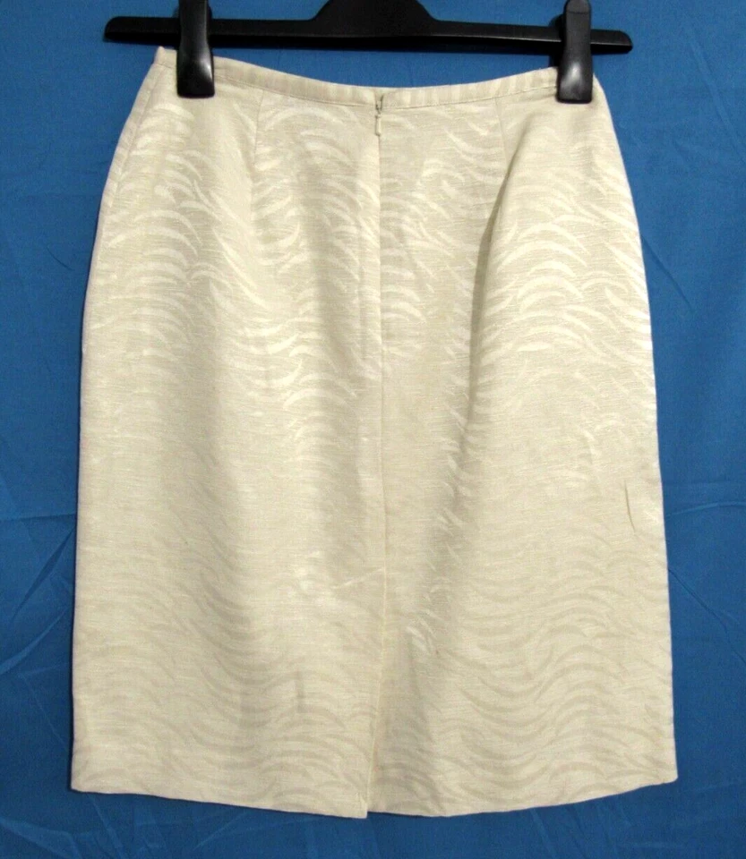 Falda Lápiz Marfil MEZCLA SEDA/LINO Forrada BLOOMINGDALE'S ESTAMPADO TONAL ONDULADO 4P Foto 3 de 3