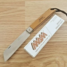 MAM Operario Folding Knife 3.25" Stainless Steel Blade Brown Beechwood Handle