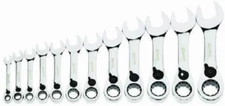 12 Piece Metric Stubby Reversible Ratcheting Combination Wrench,12 Pt, Williams