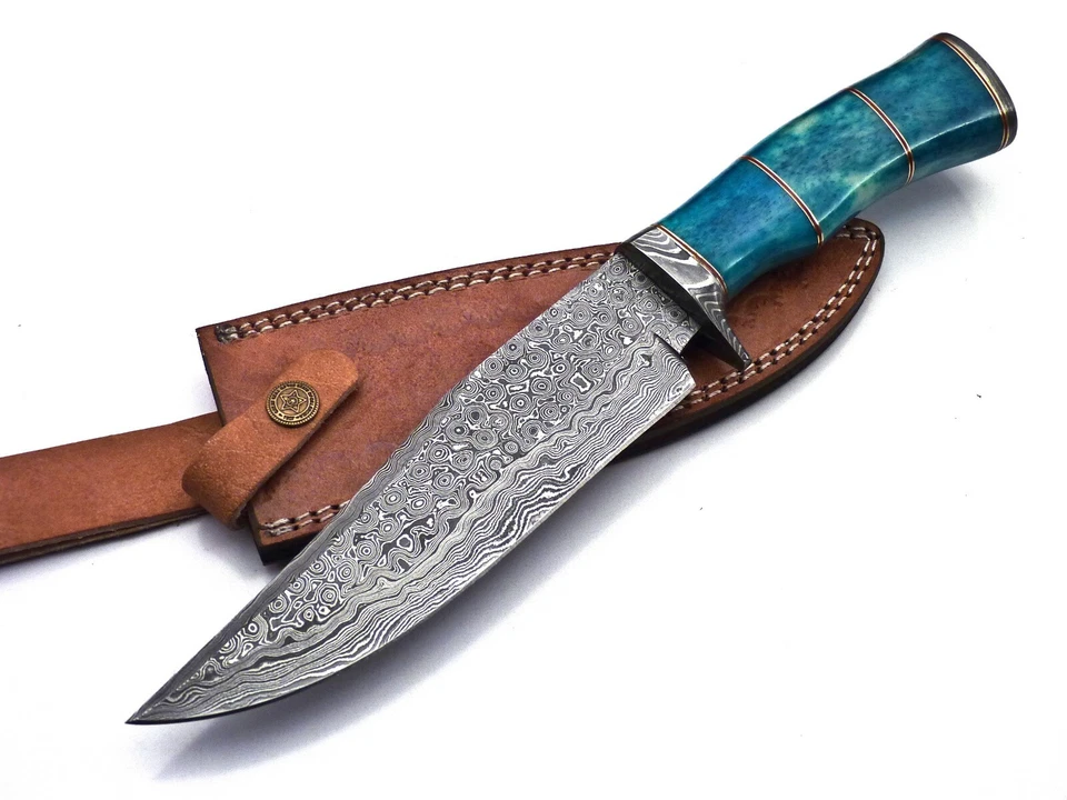 Sharp Survival Hunting Bowie Knife Camel Bone Handle 167 Damascus Steel Layers - image 2 of 4