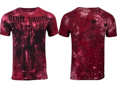 T-shirt Uomo Rebel Saints By Affliction DIONNE Angle Wings Rossa S-4XL - Foto 10