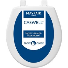 Mayfair Round Plastic Toilet Seat   Slow-Close, Never Loosens, White