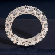 U-Shape Full Eternity Ring 5.25CTW Round Moissanite 14K White Gold Plated Gift