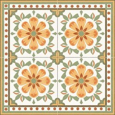 10PCS 12x12 Inch Orange Flower Pattern Floor Tiles Peel and Stick Removable A...