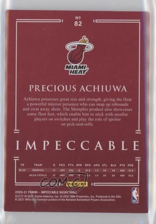 2020-21 Panini Impeccable Holo Silver /35 Precious Achiuwa #82 Rookie RC - Image 2 of 2