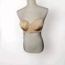 CALVIN KLEIN Seductive Comfort Lace Strapless Convertible Nude Push Up Bra 38 B