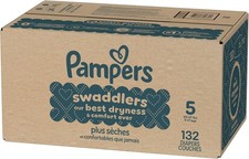 Pampers Box Baby Diapers Size 5 20-37 lbs 132 Ct - Fantastic - Few units Left