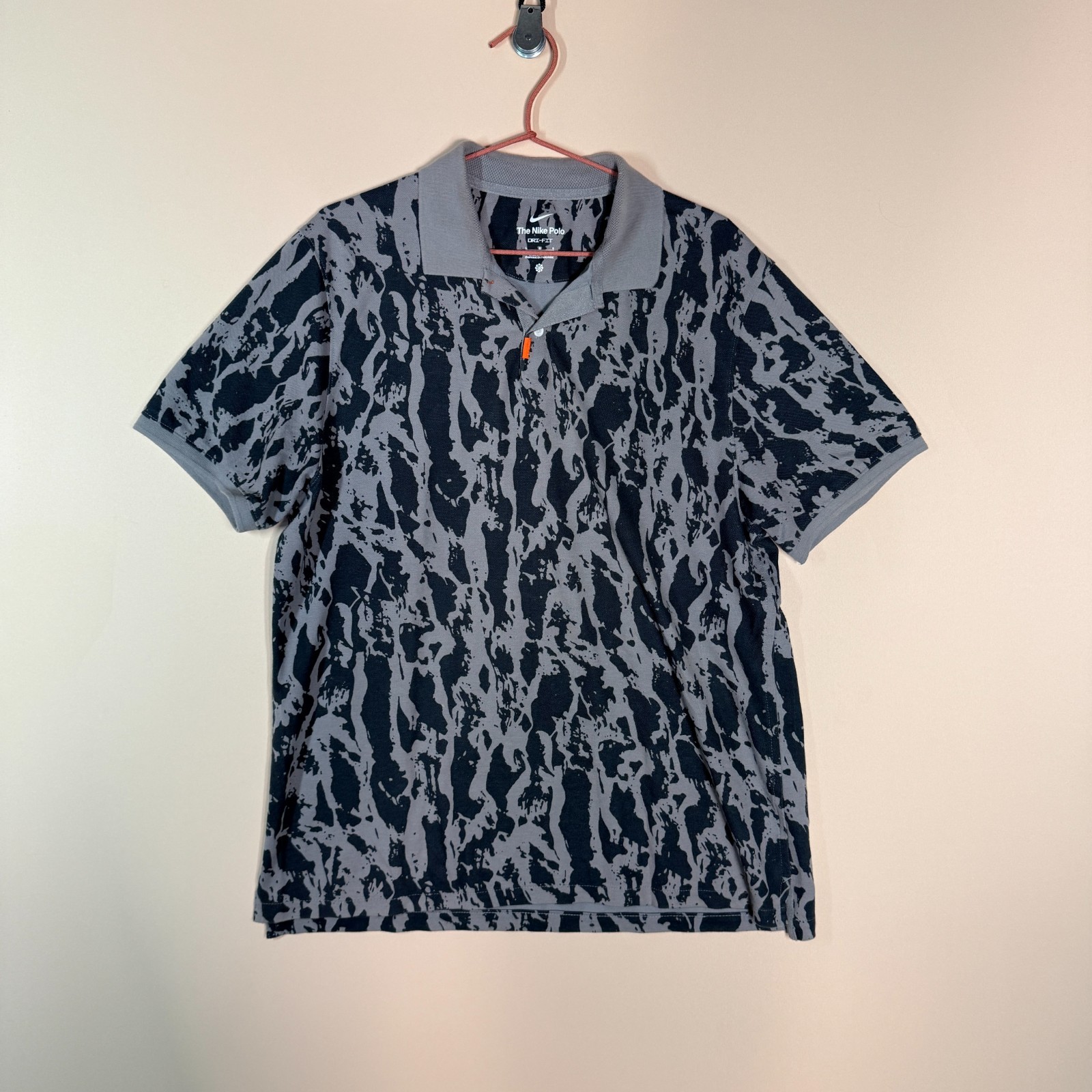 Nike Dri Fit Grey Khaki Camo Pique Polo Golf Shirt Men's Size Large L