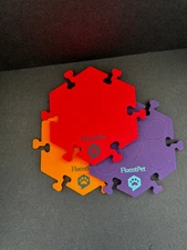 FluentPet HexTiles 3-Pack – Red Purple Orange – Button Mats Only – Used
