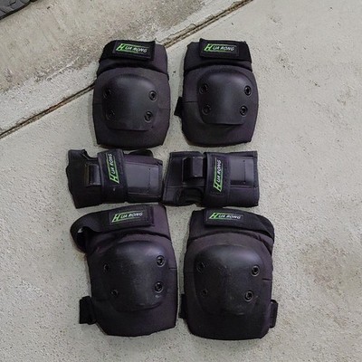 HUA RONG Black Inline Skating Protective Pad Set Knee & Elbow Pads (4)