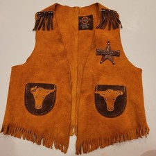 John R Craighead Co Size Medium Western Cowboy Toddle Texas Leather Vest Fringe