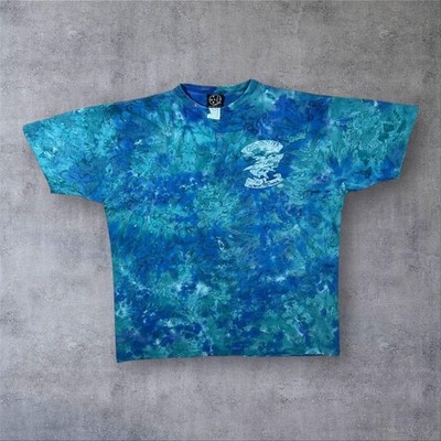 Vintage Maui & Sons Made In USA Surfer Hai Grafik blau Batik T-Shirt Large