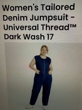UNIVERSAL THREAD  Women's Tailored Dark Wash Denim Jumpsuit Size 17 FREE SHIP