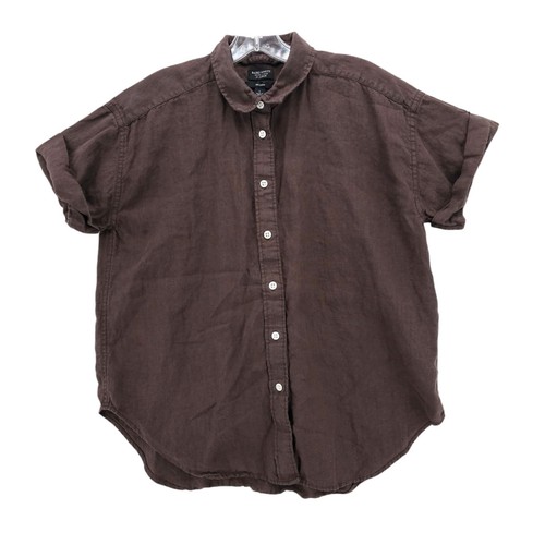 J. CREW Brown Capitaine 100% Baird McNutt Irish Linen Shirt Relaxed Womens SMALL