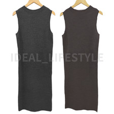 UNIQLO U Double Face Knit Sleeveless Dress Black Dark Brown Women 488186 NWT