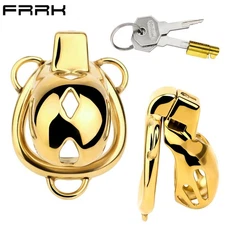FRRK NEW Cobra Male Chastity Device Breathable Cage MiniLock Stainless Steel Toy