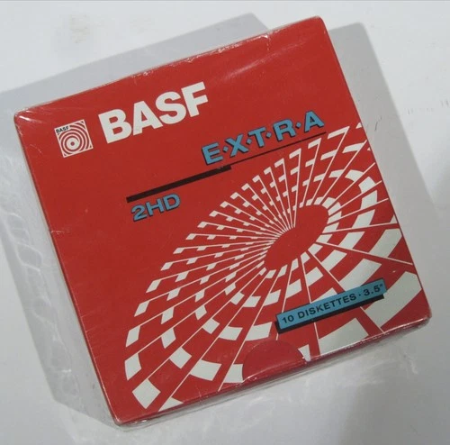 Vintage Pack 10 Stk. BASF Extra 3,5“ 90mm 2HD Disk Disketten f. Homecomputer PC
