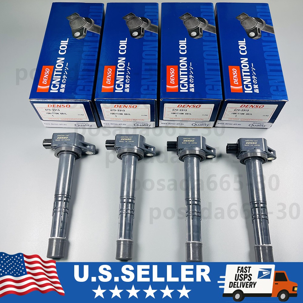 4Pcs Denso Ignition Coils 673-2313 For Honda Accord CRV Acura 2.4L 30520-R40-007