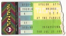 Vintage 1983 Styx Concert Ticket Stub Inglewood CA