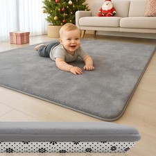 50X 50 Thick Padded Baby Floor Play Mat 1.2" Cushioned Velvet Surface Non Sli
