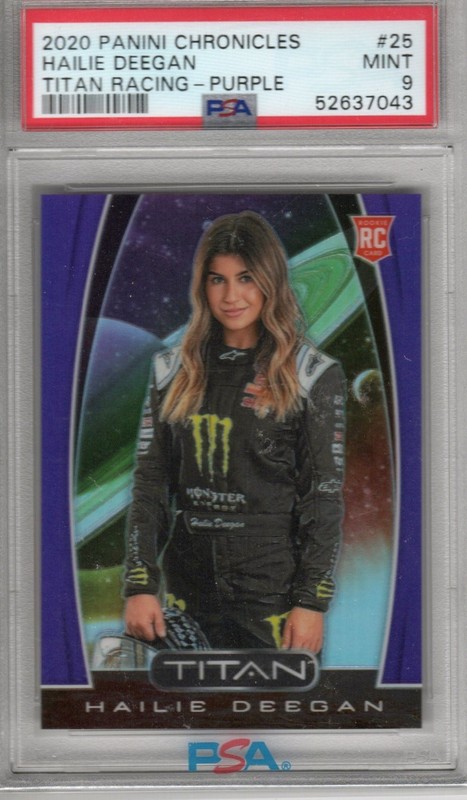 2020 Panini Chronicles #25 Hailie Deegan TITAN RACING PURPLE NUMBERED 05/25 PSA9