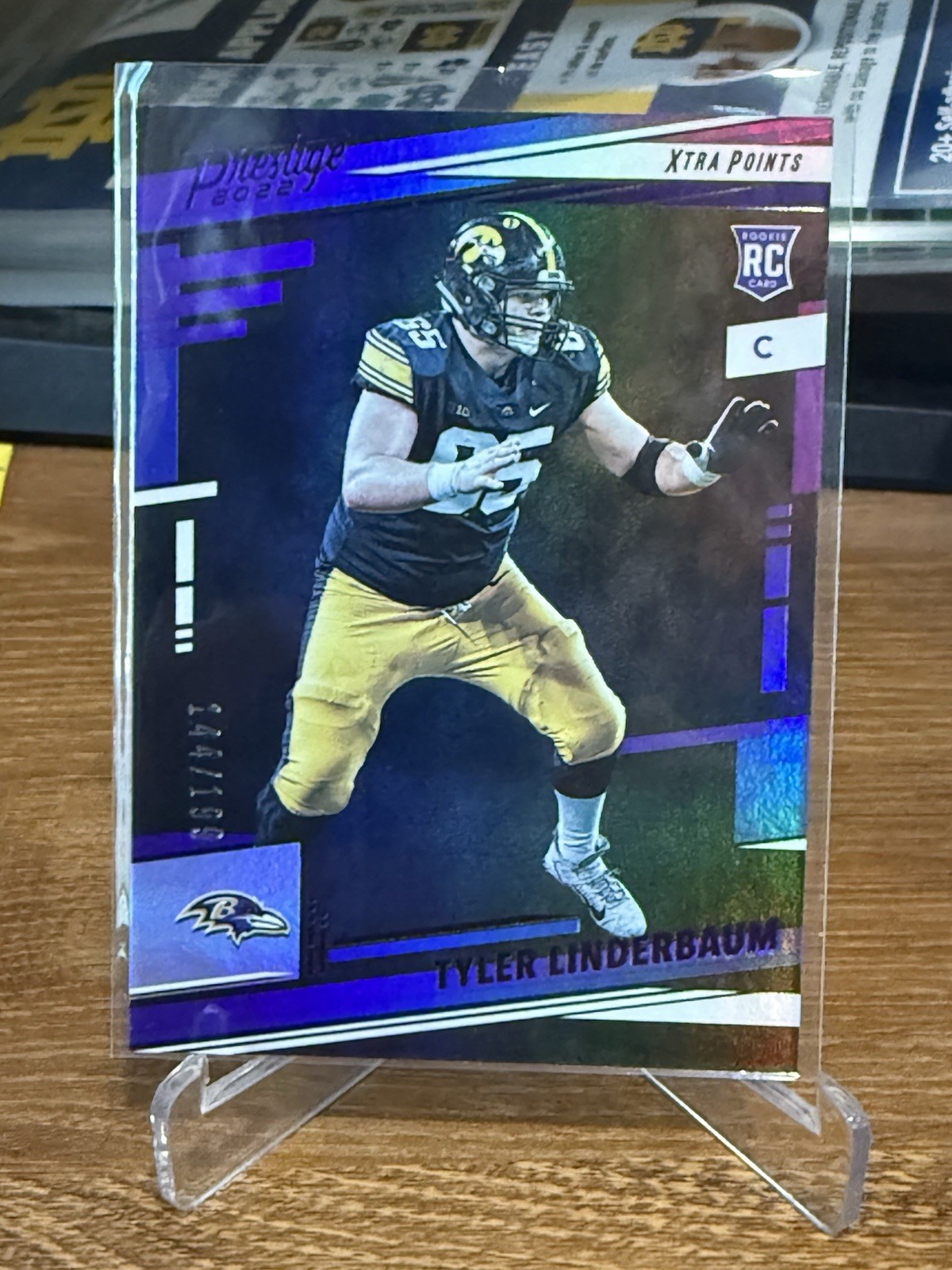 Tyler Linderbaum Panini Prestige #366 Purple Xtra Points