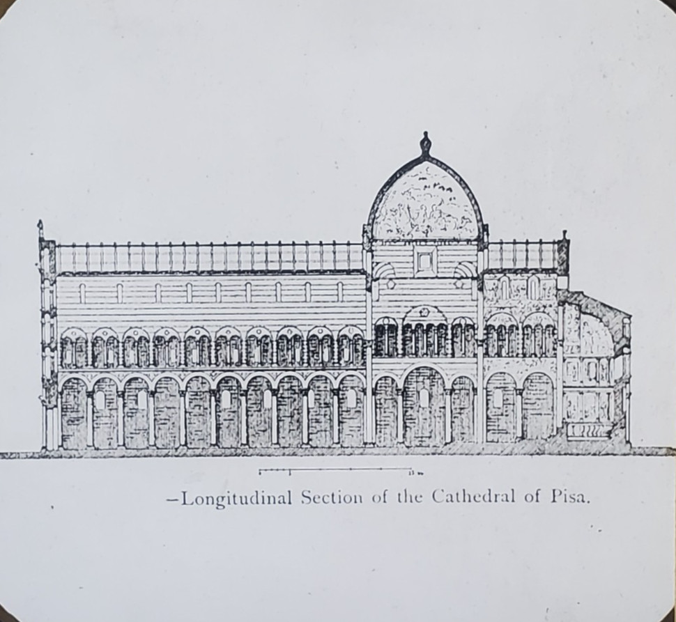 Longitudinal Section, Pisa Cathedral, Italy, Magic Lantern Glass Slide