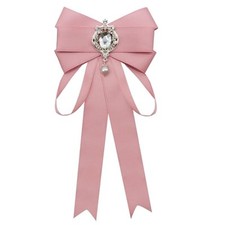 Bow Tie for Women Adjustable Womens Bow Tie, Pre-Tied Ribbon Tie with Pink