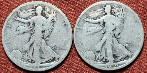 1919 D 1919 S Walking Liberty Half Dollar 50C Coins Nice VG Coins