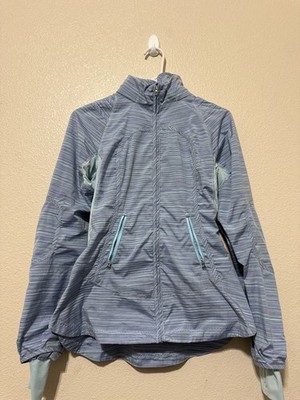 Lululemon Run: Make A Break Jacket Twisted Caspian Stripe Blue Womens Size 4