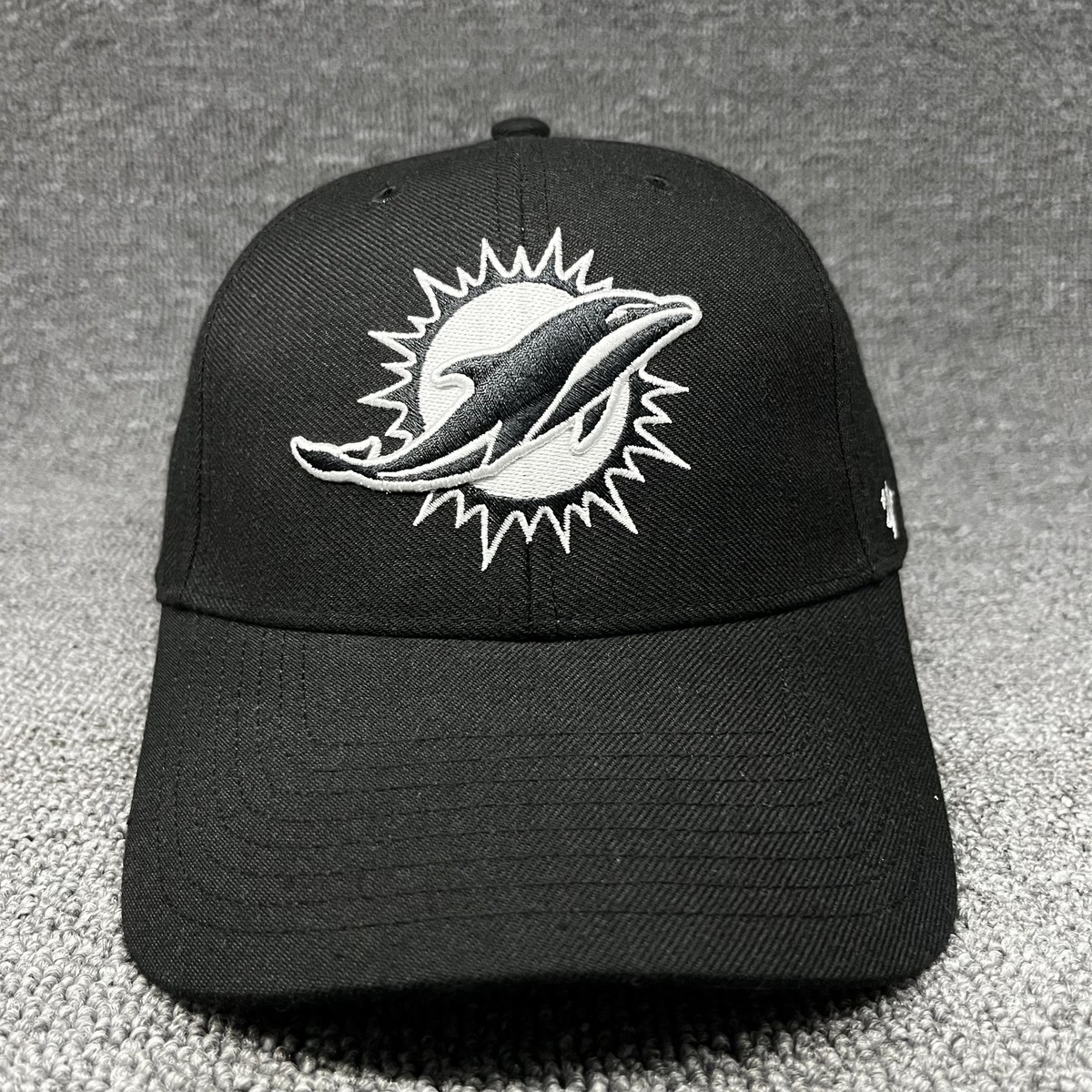 Miami Dolphins '47 Brand MVP Adjustable Hat Black White NFL Hook & Loop Cap