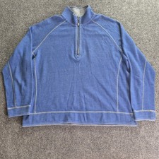 Tommy Bahama Sweater Mens Size Large Blue Quarter Zip Pullover