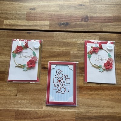 3 Hallmark Valentines Day Cards Happy Valentines Day NEW- SEE PHOTOS & READ