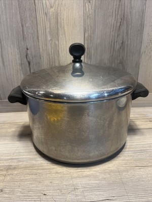 Vintage Farberware 4 Quart Stainless Steel Aluminum Bottom Stock Pot & Lid USA