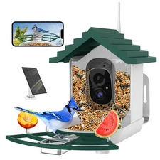 Smart Bird Feeder Camera, AI Identify, Solar Power, FHD Live Video, Auto Capture