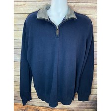 Eddie Bauer Sweater Men's Size Tall XL Blue Mock Neck 1/4 Zip Pullover