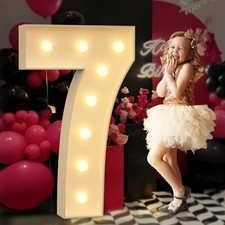 Light up Numbers 7, 3FT Giant Marquee Numbers for 7th 70th Mosaic Number 7
