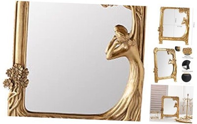 Vintage Vanity Mirror - Antique Gold Mirror, Resin Desk Table Mirror, Style6