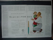 1959 Norman Rockwell Parker 61 Dad Daughter Pen Set X-Mas Vintage Print Ad 12175