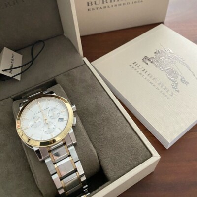 Brand New Burberry BU9751 The City Two Tone Chronograph Watch with