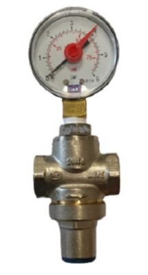 Wasserdruckminderer mit Manometer Eingang 3/8 F und Ausgang 3/8 F Messing
