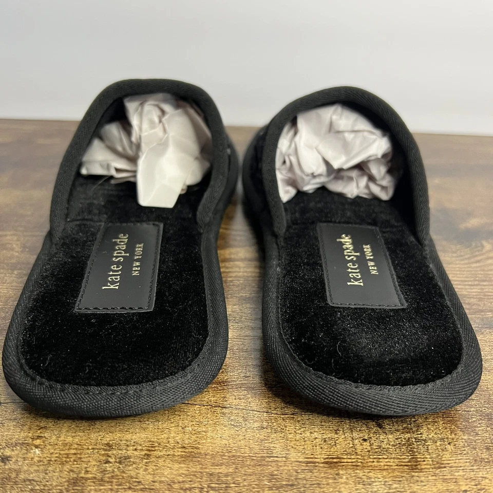 Kate Spade Dove Negro Terciopelo Plata Brillo Lunares Zapatillas Mujer 7 Foto 4 de 4