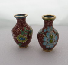 2 SMALL / MINIATURE VASES - MAY INTEREST CLOISONNE / CHAMPLEVE COLLECTORS ?